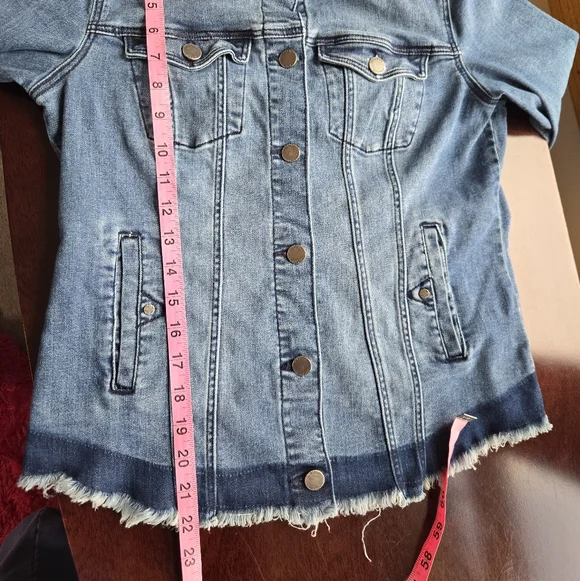 Liverpool Embroidered Raw Hem Denim Jacket - Melbourne Light - Size S - Picture 6 of 11